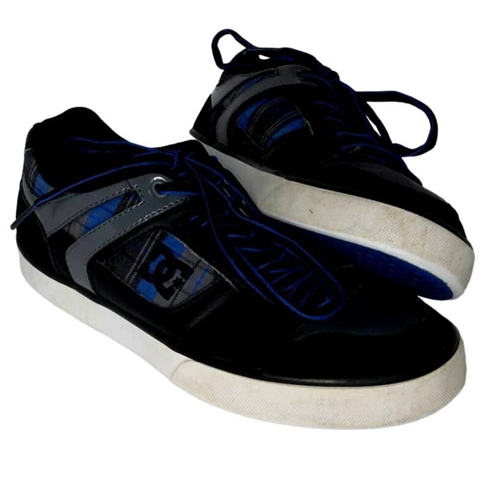 DC Skateboard Mens Black & Blue Plaid Sneakers - Size 7.5